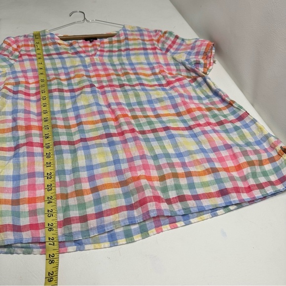 TALBOTS PLUS Colorful Plaid Women's linen TUNIC TOP SIZE 1X - Picture 3 of 9